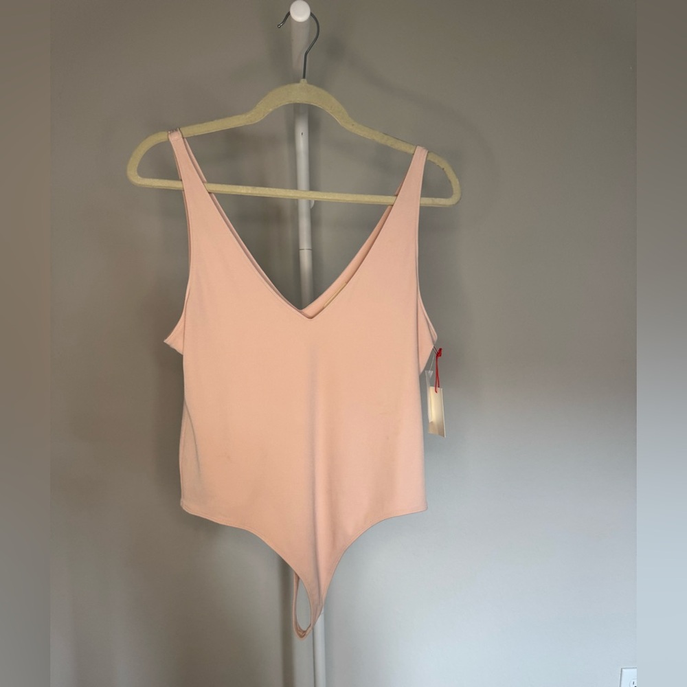 Open Edit Pink V-Neck Women's bodysuit size L new with tags
